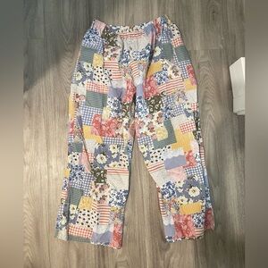 Vintage Handmade Cotton Colorful Patchwork Pants Boho Indie Cottagecore